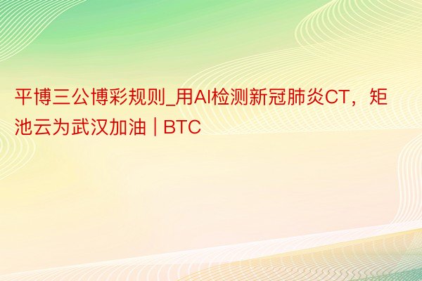 平博三公博彩规则_用AI检测新冠肺炎CT，矩池云为武汉加油 | BTC