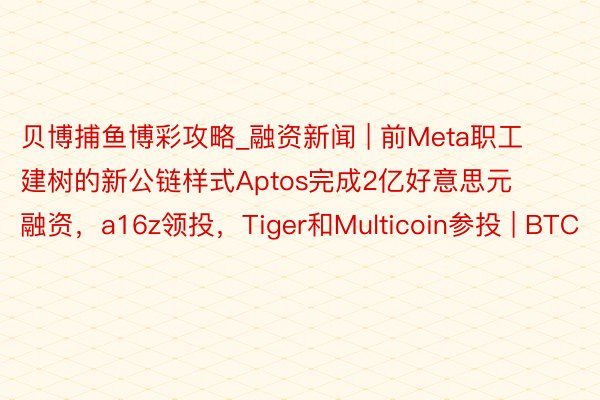 贝博捕鱼博彩攻略_融资新闻 | 前Meta职工建树的新公链样式Aptos完成2亿好意思元融资，a16z领投，Tiger和Multicoin参投 | BTC