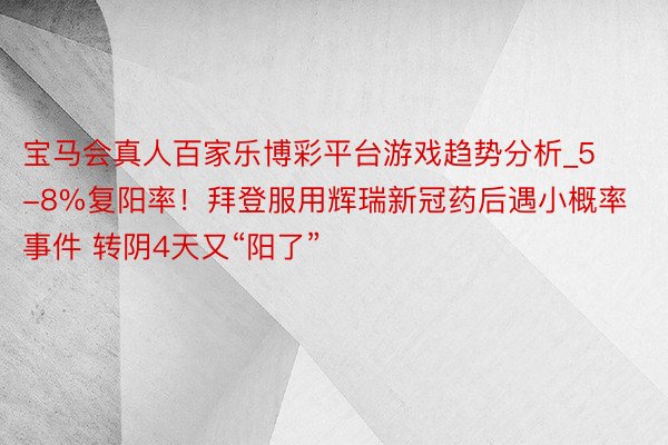 宝马会真人百家乐博彩平台游戏趋势分析_5-8%复阳率！拜登服用辉瑞新冠药后遇小概率事件 转阴4天又“阳了”